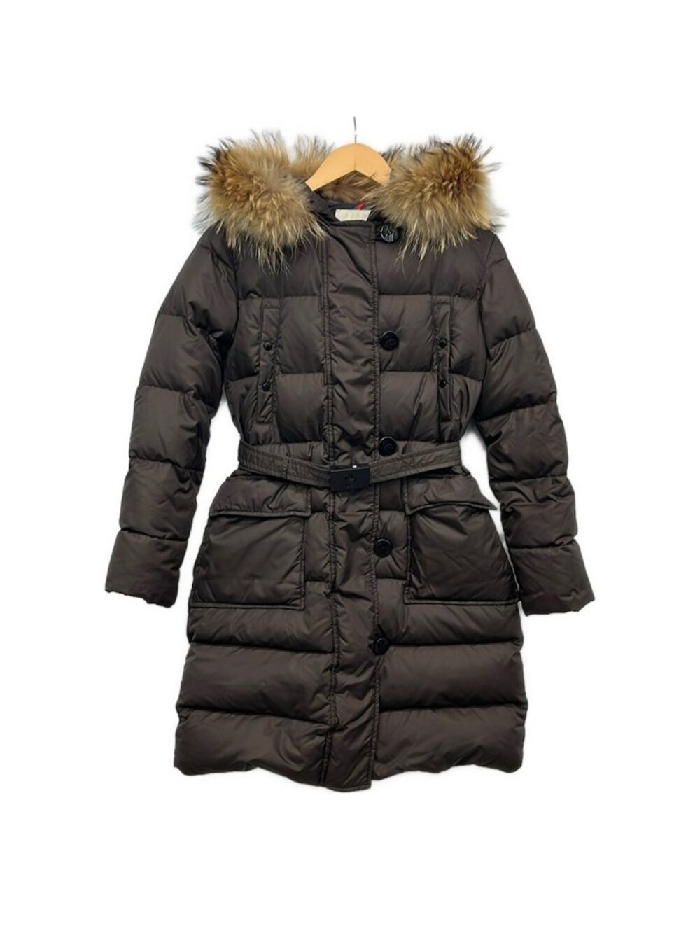Moncler Down Coat 00 Messina Dark Brown Gray Long Sleeve Winter XS